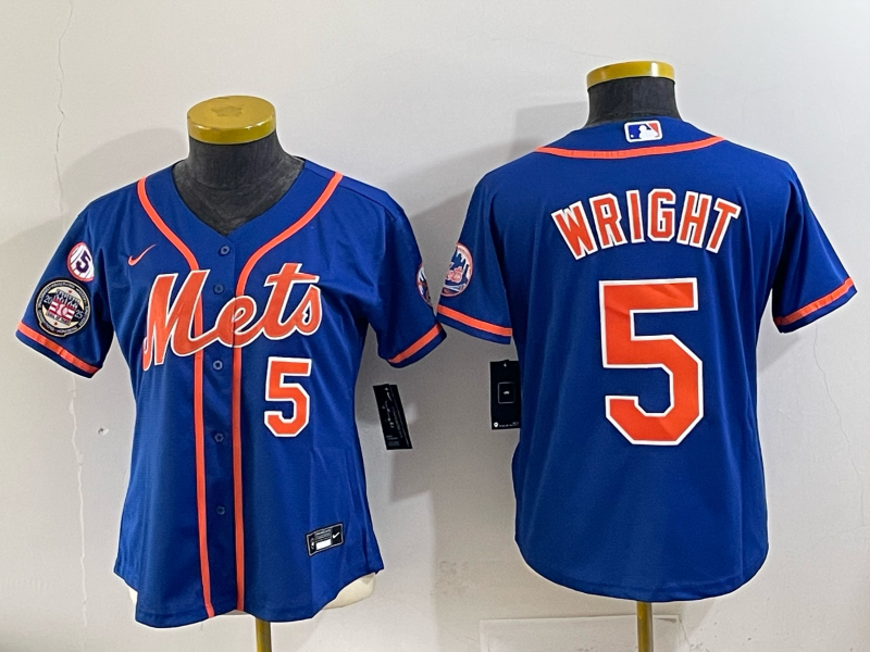 Youth New York Mets 5 Wright blue 2025 MLB Nike jersey 032